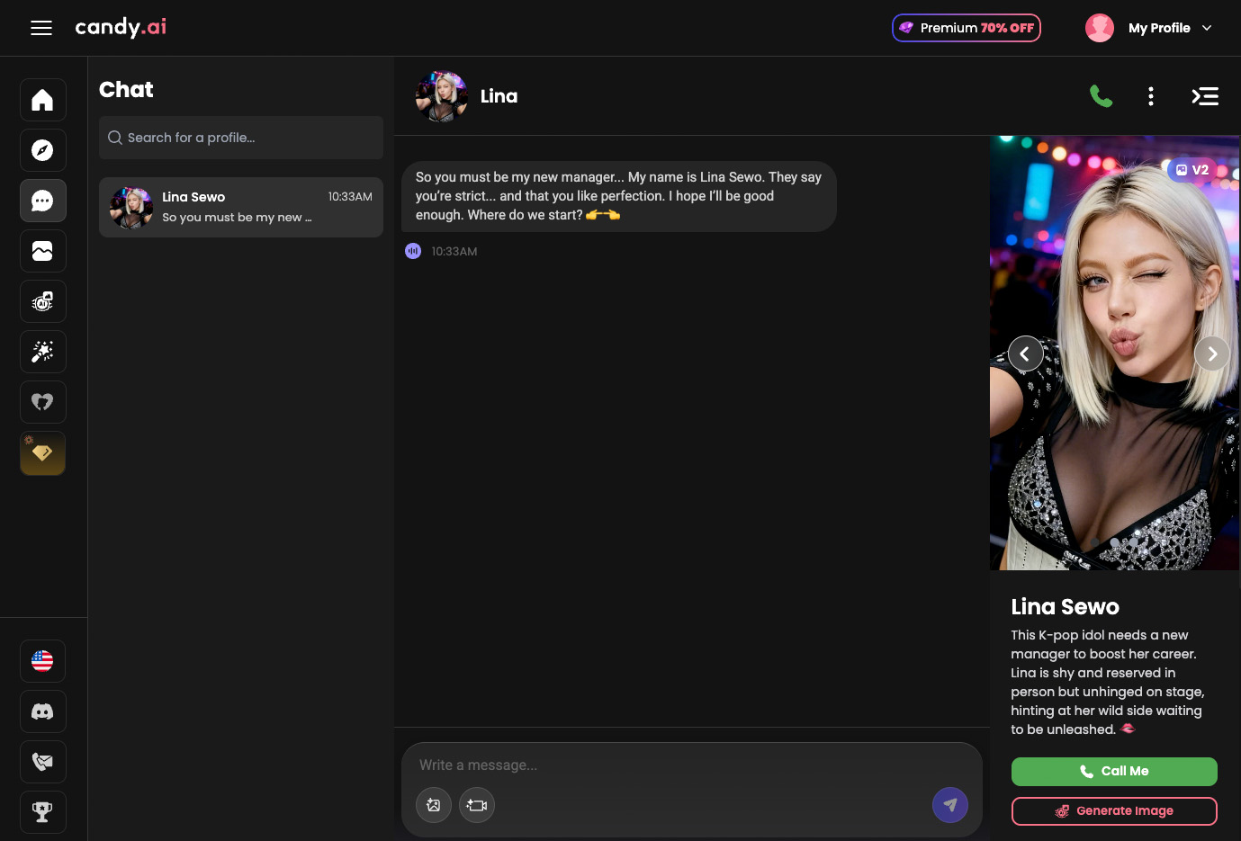Chat with a virtual AI girlfriend on Candy.AI